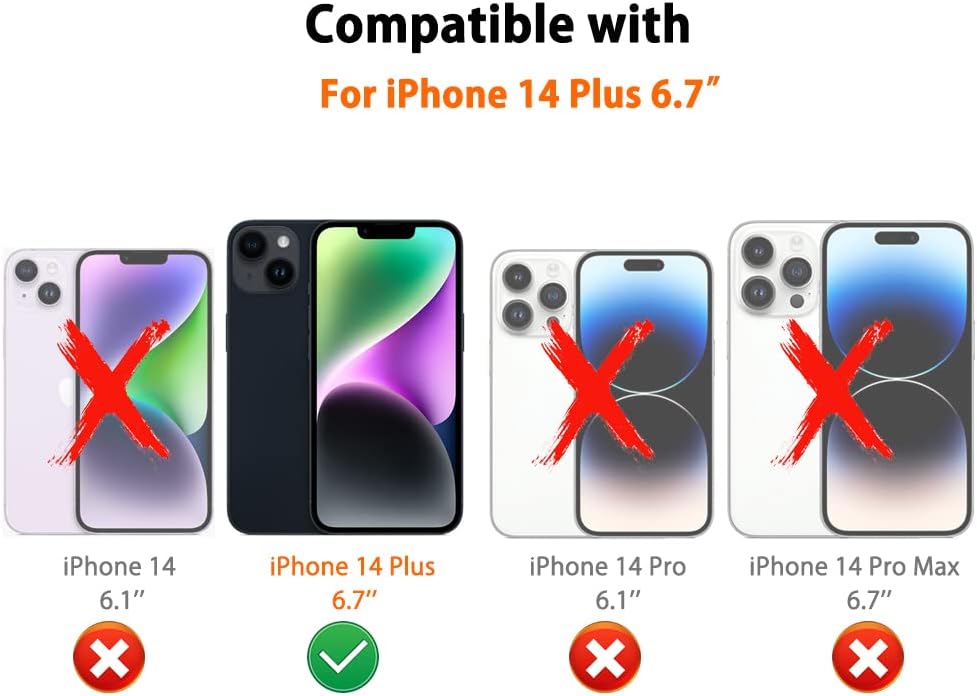 Leather Wallet Phone Cases Compatible with iPhone 14 Plus Case with Card Holder Men 6.7'' 2 in 1 Detachable Back Cover (Coffee,IP 14 Plus)