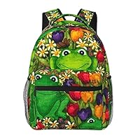 AABSTBFM Frog School Backpack Lightweight College Rucksack Causal Travel School Bags With Zipper School Daypack For Girls Boys