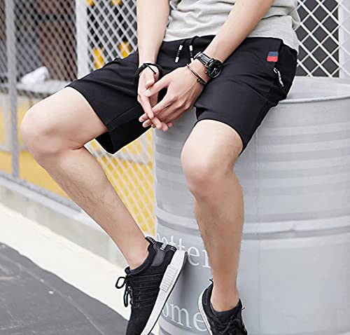 IRELIA 2 Pack Boys Shorts Drawstring Elastic Waist Zipper Pockets Black Navy XL - image 2