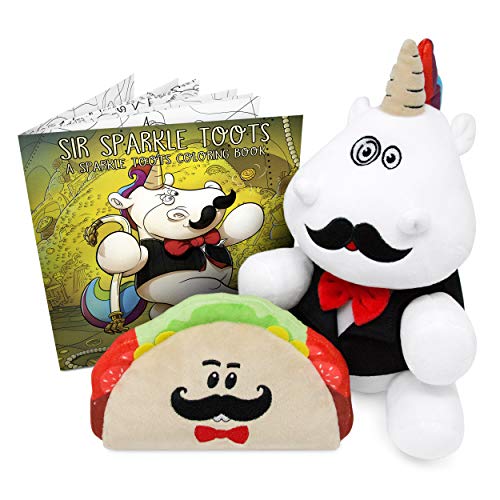 The Rich Tooting Unicorn Box Set - Includes Talking Unicorn Plush, Exclusive Talking Taco Plush & Coloring Book - Unique Gag Gift, Funny for All Ages