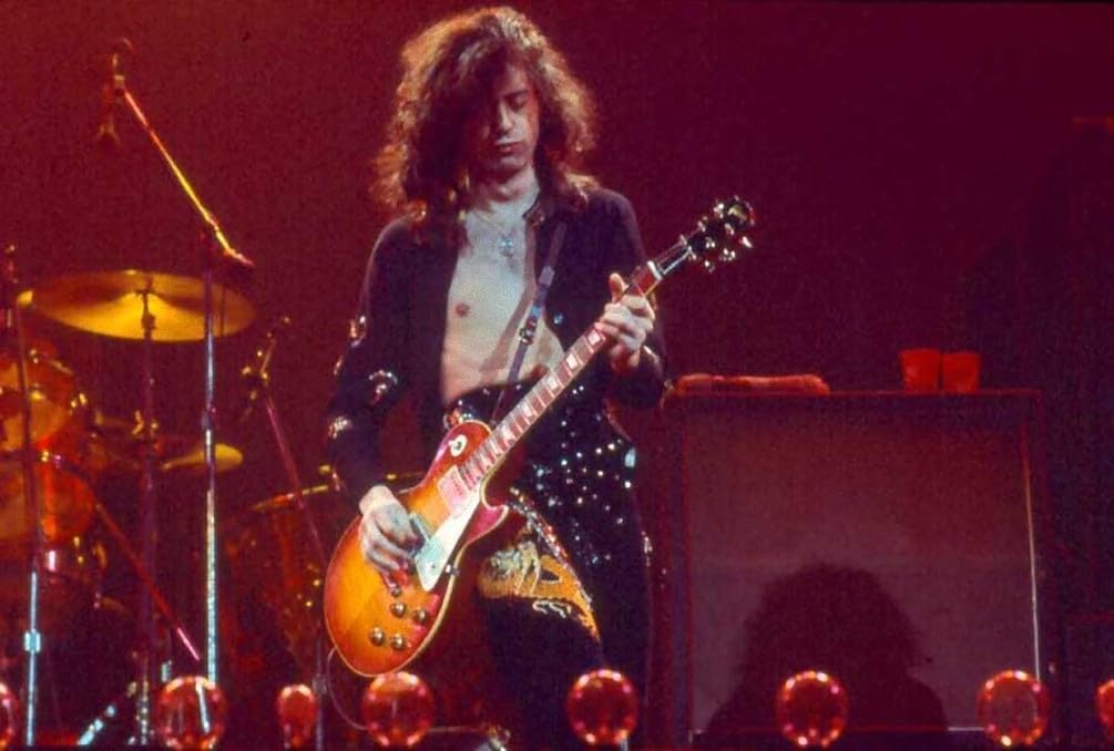 Jimmy Page Miniature Guitar Replica - 10 Inch Orange Les Paul Miniature Replica Guitar with Stand for Desk, for Rock and Roll Lovers and Eric Clapton Fans - Hand Painted, Solid Mahogany Wood