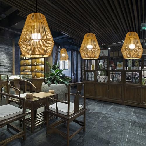 Lámpara de mimbre para luces de techo de restaurante moderno 5
