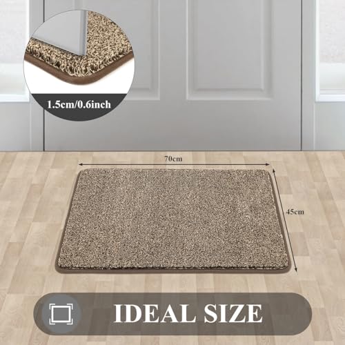 Pauwer Schmutzfänger Saugfähige Fußmatte Türvorleger Waschbare rutschfeste Eingangsmatte Sauberlaufmatte Flur Teppich Schmutzfangmatte Türmatte Innen und Außen (45X70cm, Khaki)