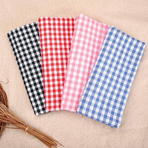 Fvomye 1m Checkered Gingham Poly Poplin Fabric 59 Wide Plaid Fabric for Sewing DIY Home Outdoor Decoration (Blue and White)
