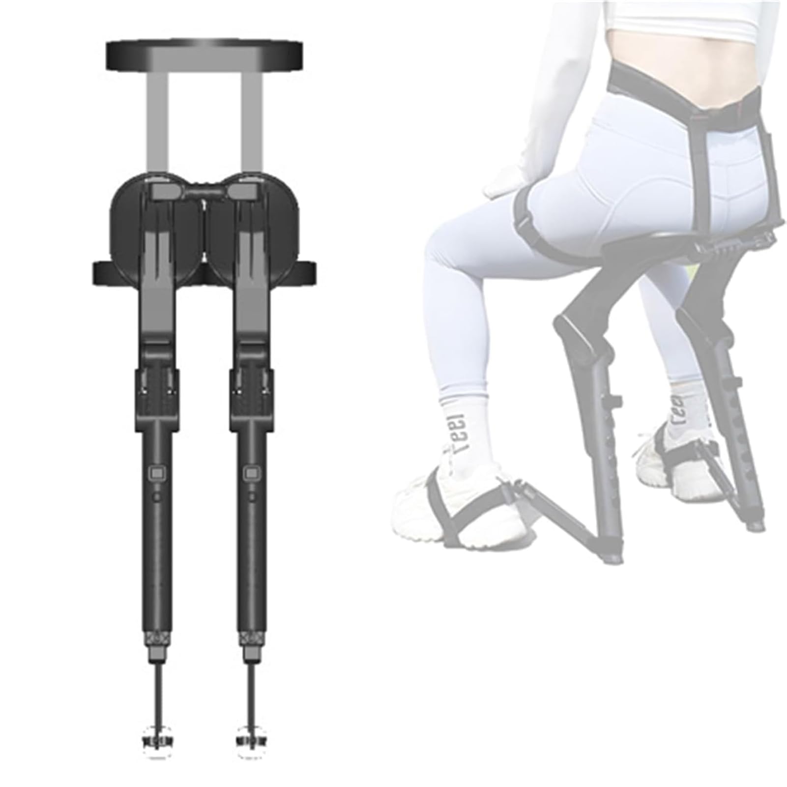 Regulowany ergonomiczny taboret egzoszkieletowy – lekkie krzesło podróżne do wędkowania, załadunku i pracy, nośność do 130 kg