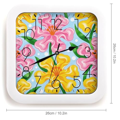 Horloge murale silencieuse carrée de 25,4 cm sans tic-tac décorative et fleurie - 3