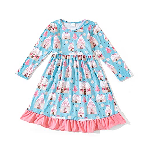 Christmas Toddler Girls Dress Snowman Polar Bear Winter Long Sleeves Dress