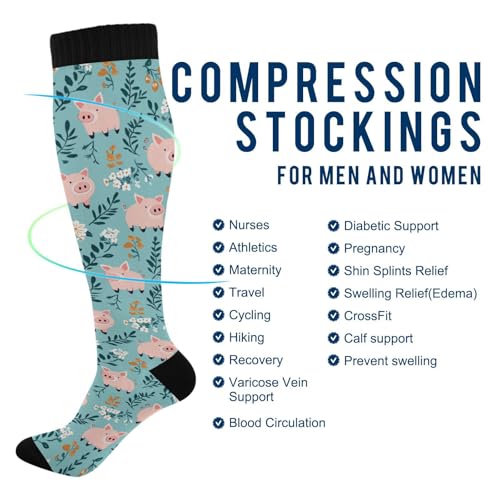 Image of Wusikd Pirate Skulls Compression Socks for Women and Men Circulation Cute Long Socks for Athletic Running 1