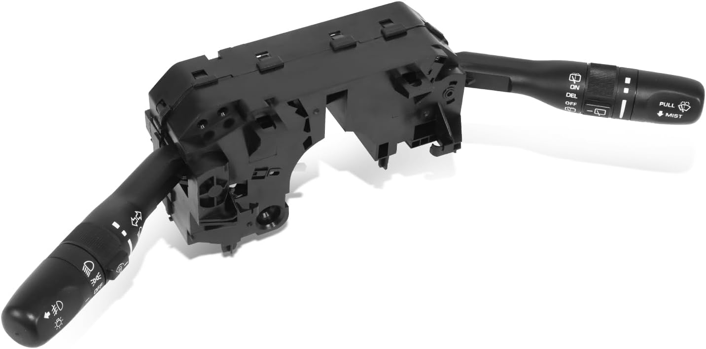 Auto Dynasty Factory Style Multi-Function Combination Switch Assembly Compatible with Jeep Liberty 2002-2007, Driver Left Side, Black