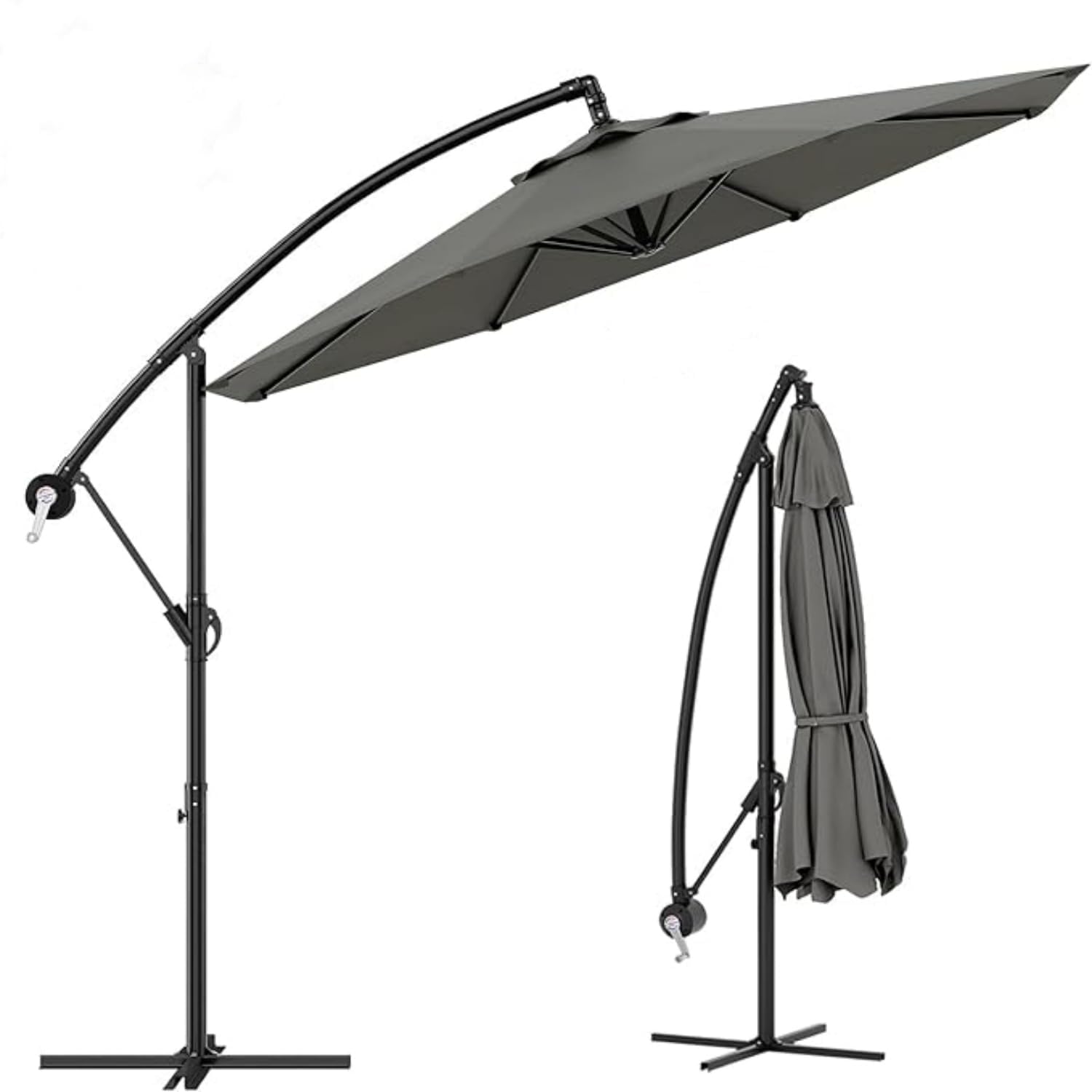 GarveeLife Sonnenschirm Ø300cm Ampelschirm 360° drehbar Gartenschirm mit Kurbel UV-Schutz UPF 50+ Wasserabweisender Gartenschirm mit Schutzhülle und Ständer für Terrasse Balkon