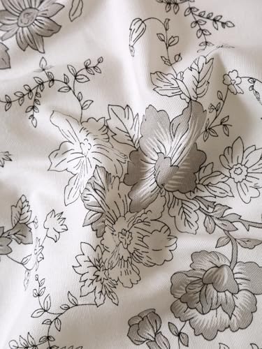 Image of Cortina Floral Light-Filtering 100% Cotton Curtains 9 feet Long Set of 1 for Long Door [ Opacity: 50-60%, Color: Black White, 180 GSM ]