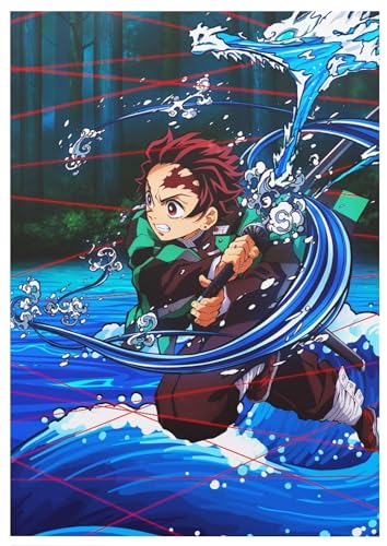 Image of ANIME CREATION | Tanjiro Kamado Poster | Water Breathing Tanjiro | Demon Slayer Anime Poster | Home Wall Art Decor Poster | Premium 350GSM Matte Finish Paper (A4 (29.7 x 21cm), Tanjiro Kamado)