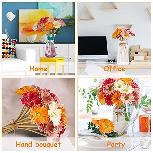 Artificial Daisy Artificial Flowers Gerbera Daisy Fake Gerbera Daisies Fake Flowers Bouquet 15 Inch For Wedding Bridal Bouquet Party Home Kitchen (White, Pink, Yellow, Orange, Rose, Coral,18 Pieces) #TOP5