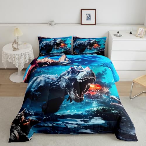 Image of Feelyou Jungle Dino Dinosaur Comforter Set Queen Size Kids Duvet