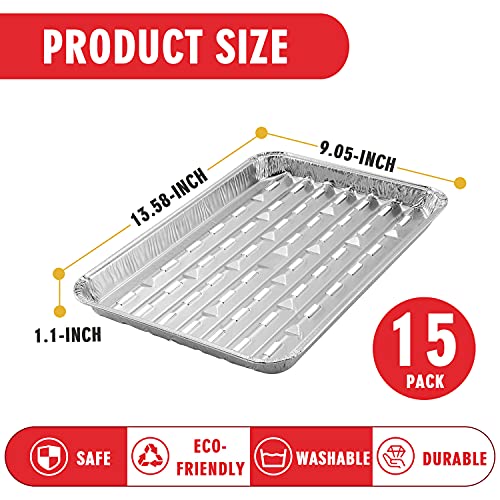 Entsong 15 Pack Disposable Grill Pans For Outdoor Grill, Grill Liner With Holes, Aluminum Grill Liners, Grilling Trays For Outdoor Cooking And Camping, 13.5"X 9"X 1" #TOP2