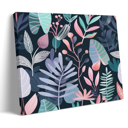 Toile murale encadrée DEBAOKA tableau feuilles aquarelle décoration grand format 60x90