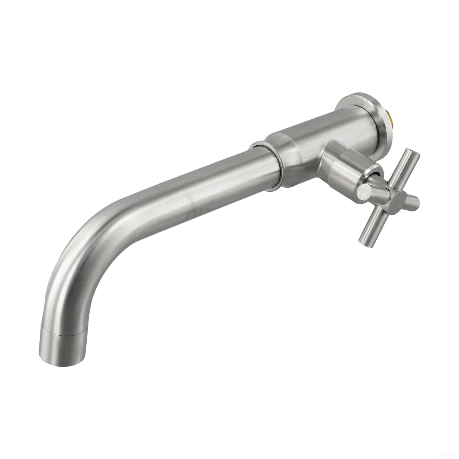 Stainless Steel Wall Mounted Washbasin Tap ，Single Cold Water Bathroom Sink Faucet Garden Pool Kitchen Tap(Silver)