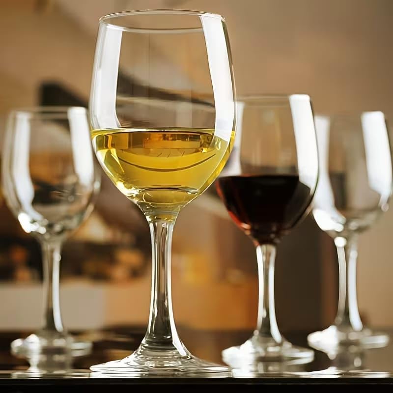 Image of PrimeWorld Wine Glass Set of 6 (190ml) | Clear Crystal Glass Red & White Wine Glasses | Elegant Stemmed Glassware for Home, Parties, Dining & Restaurants