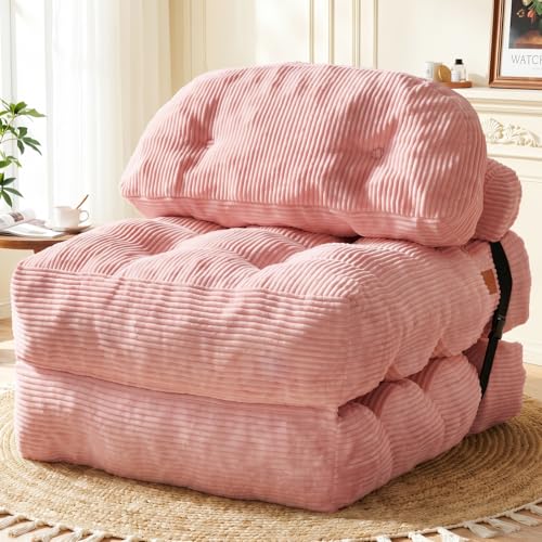 Image of Folding Sofa Bed, Convertible Sleeper Chair with Back Support and Pillow