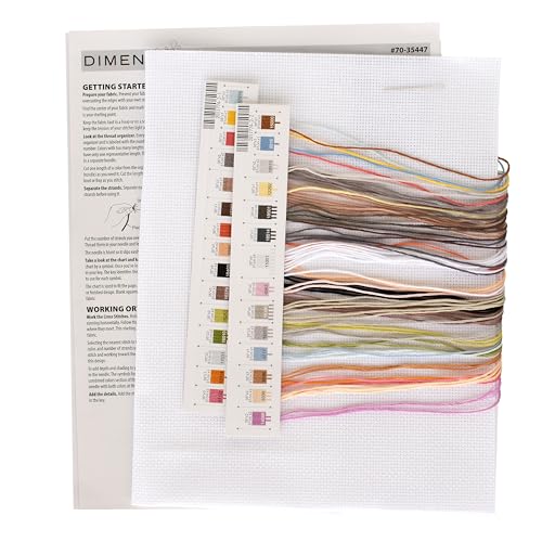 Image of Dimensions 70-35447 Forks and Feathers Counted Cross Stitch Kit, 14 inch x 9 inch, 14 Cnt. White Aida, 4 Pieces