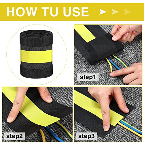 Image of WILLBOND Carpet Cord Cover Cable Protector Floor Cover Cable Protector Management Only for Commercial Office Carpet(98.43 ft,Yellow and Black)