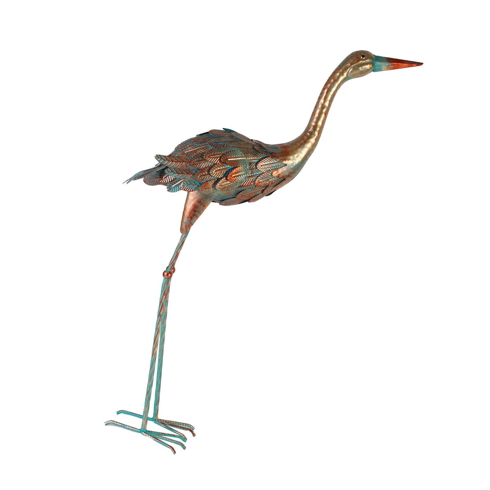 Iron Crane Garden Statue Weatherproof Outdoor Decoration Sculpture Lawn Patio Art Accent Garden Iron Bird Statue