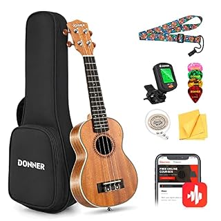 Donner Soprano Ukulélé 21 Pouces pour Débutants Enfants Adultes Ukulélé Starter Kit Acajou Bois avec Housse Cordes Nylon avec Anglais Online-Leçon DUS200 - Les Beatles, Paul McCartney, John Lennon, RIngo Starr, George Harrison