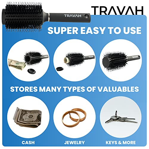 Travah Diversion Safe Hair Brush Hair Brush With Hidden Compartment To Hide Money Jewelry Small Objects Safe Hidden Secret Container To Hide Hidden Money Holder Hair Brush For Travel Or Home #TOP2