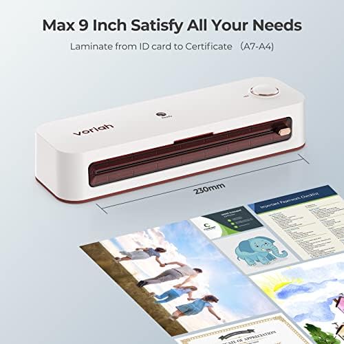 Laminator, A4 Laminator Machine, 9 Inch Thermal Laminator Machine, 5 in 1 Personal Desktop Laminator with Paper Cutter Corner Rounder Laminating Pouches for Home/School/Office