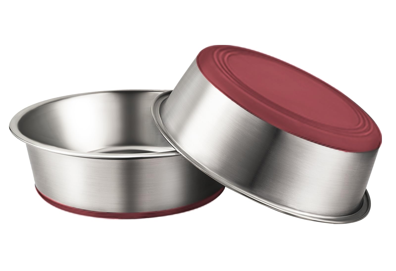 URBUDDIES 2 Pack Stainless Steel Dog Bowls, 4 Cup, Red Bottom