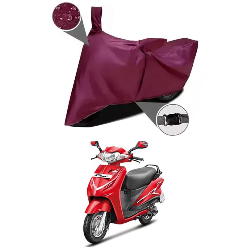 EGAL Bike Body Cover Compatible for Hero Duet LX 110CC 100% Water-proof Dustproof/Indoor/Outdoor and Parking with All Varients Full Body Protection(Colour-Marron)
