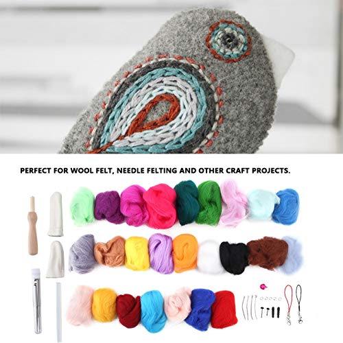 Kit de feltragem de agulha, 25 cores Kit de ferramentas para iniciantes de malha de lã com berço de