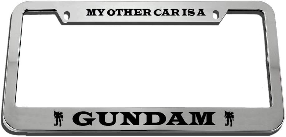 My Other Car is A Gundam Zinc Metal License Plate Frame Car Auto Tag Holder - Chrome 2 Holes