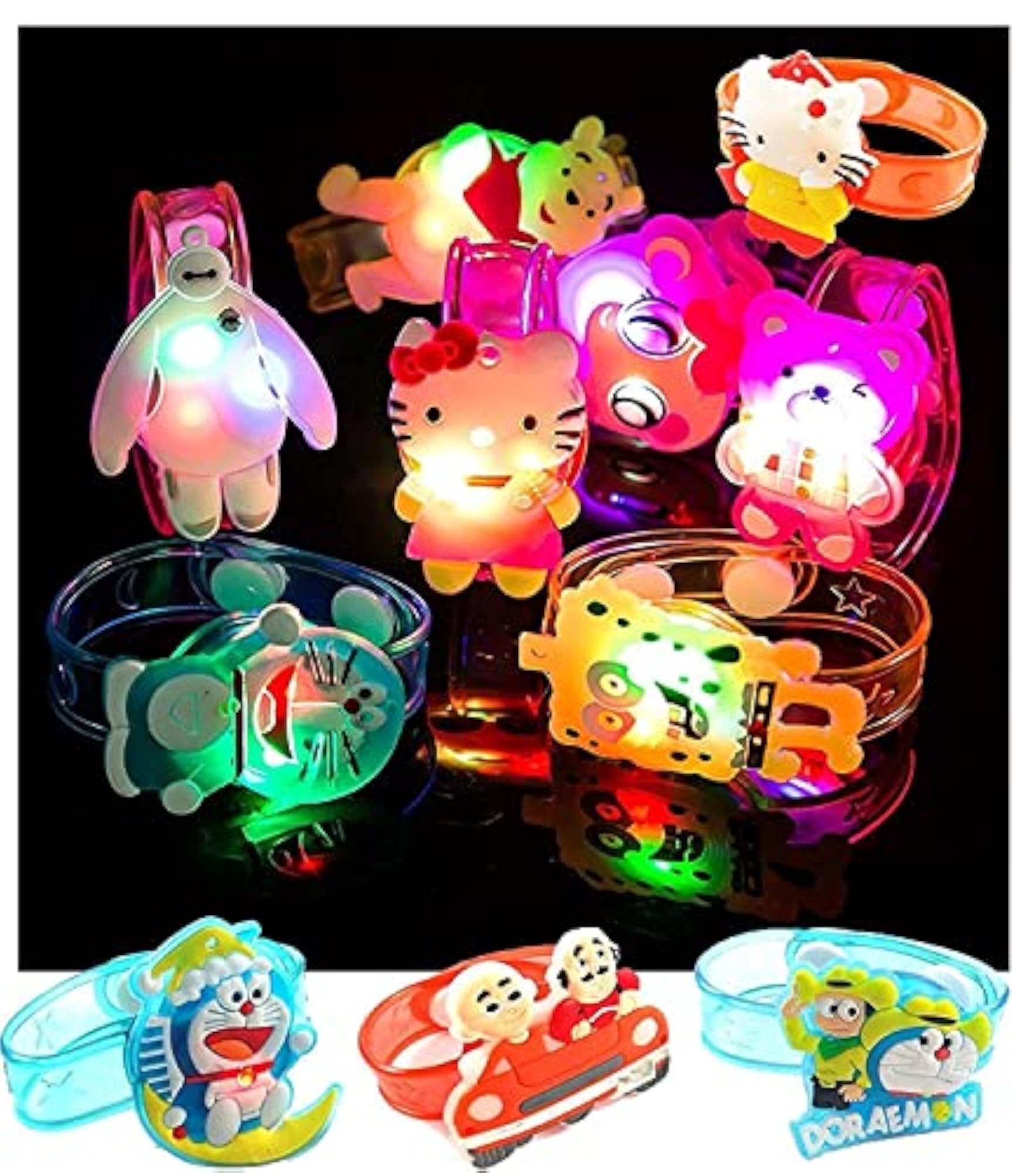 LED Light Cartoon Characters Rakhi for Kids, Multi Print