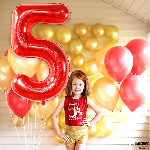 Image of KatchOn, Red Number 5 Balloon - 40 Inch | Happy 5th Birthday Balloons