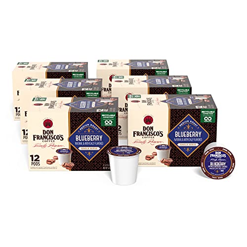 Don Francisco's Blueberry Flavored Medium Roast Coffee Pods - 72 Count- Recyclable Single-Serve Coffee Pods, Compatible with your K-Cup Keurig Coffee Maker (Including 2.0)