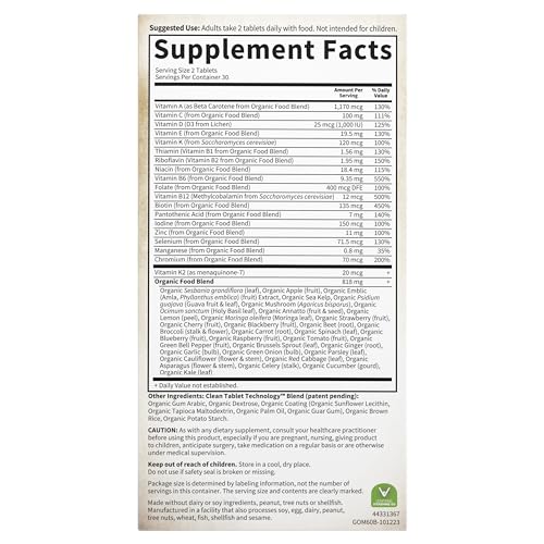 Garden of Life Organics Men's Multivitamin with Prostate Support, B12 & Vitamins – Vegan Daily Whole Food Multivitamin, Non-GMO, Certified Organic, 60 Tablets - image 8