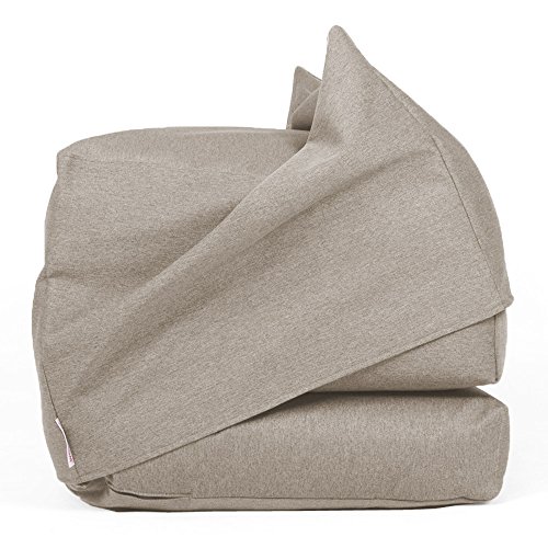 Arketicom FU-TOUF Pouf Lit 190 cm Chauffeuse Canapè Tissu Pliable Chambre Gris Beige Cover
