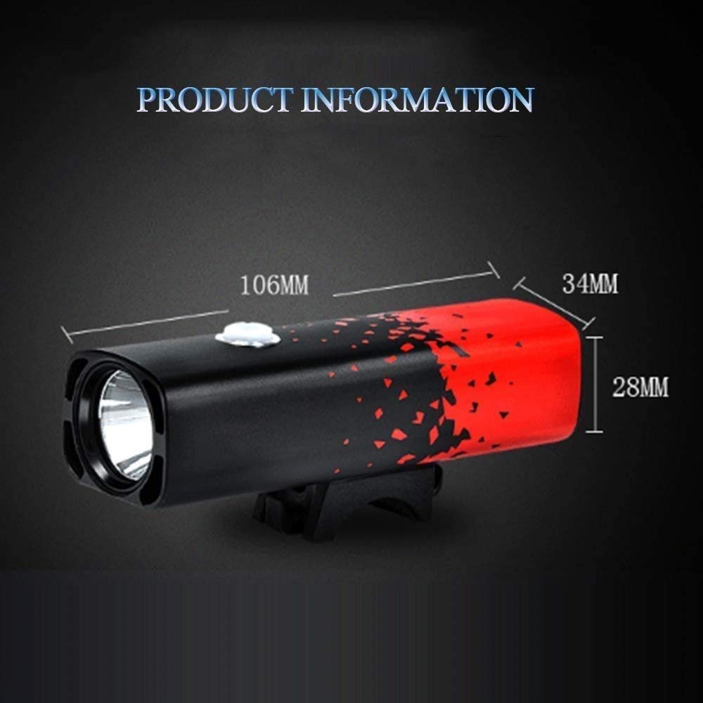 600 Lumen Bike Light □ 5 Modos □ Compacto y Duradero □ Impermeable □ Faro Recargable USB □ para Carretera, montaña, Bicicletas de cercanías