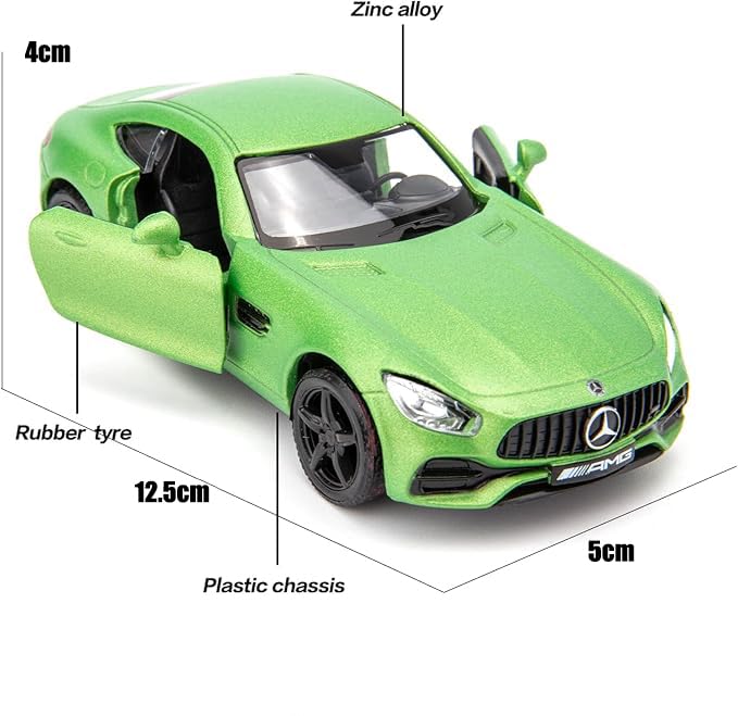 RMZ City 1/36 Scale AMG GTR Car Model, Zinc Alloy Die-Cast Pull Back Vehicles Kid Toys for Boy Girl Gift Green - Image 2