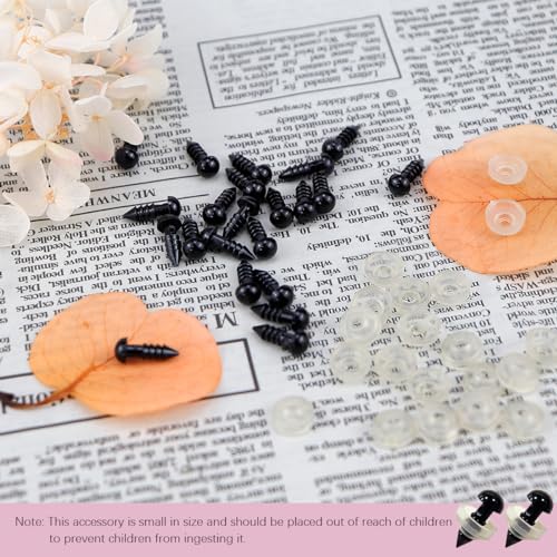 Qerutk 100pcs Safety Eyes with Washers, 5MM Plastic Eyes Gasket, Doll Making Supplies, Plastic Black Eyes, Bear Plush Eyes for Toy Animals Puppet DIY Craft (100PCS Eyes,100pcs Gasket) - Image 6