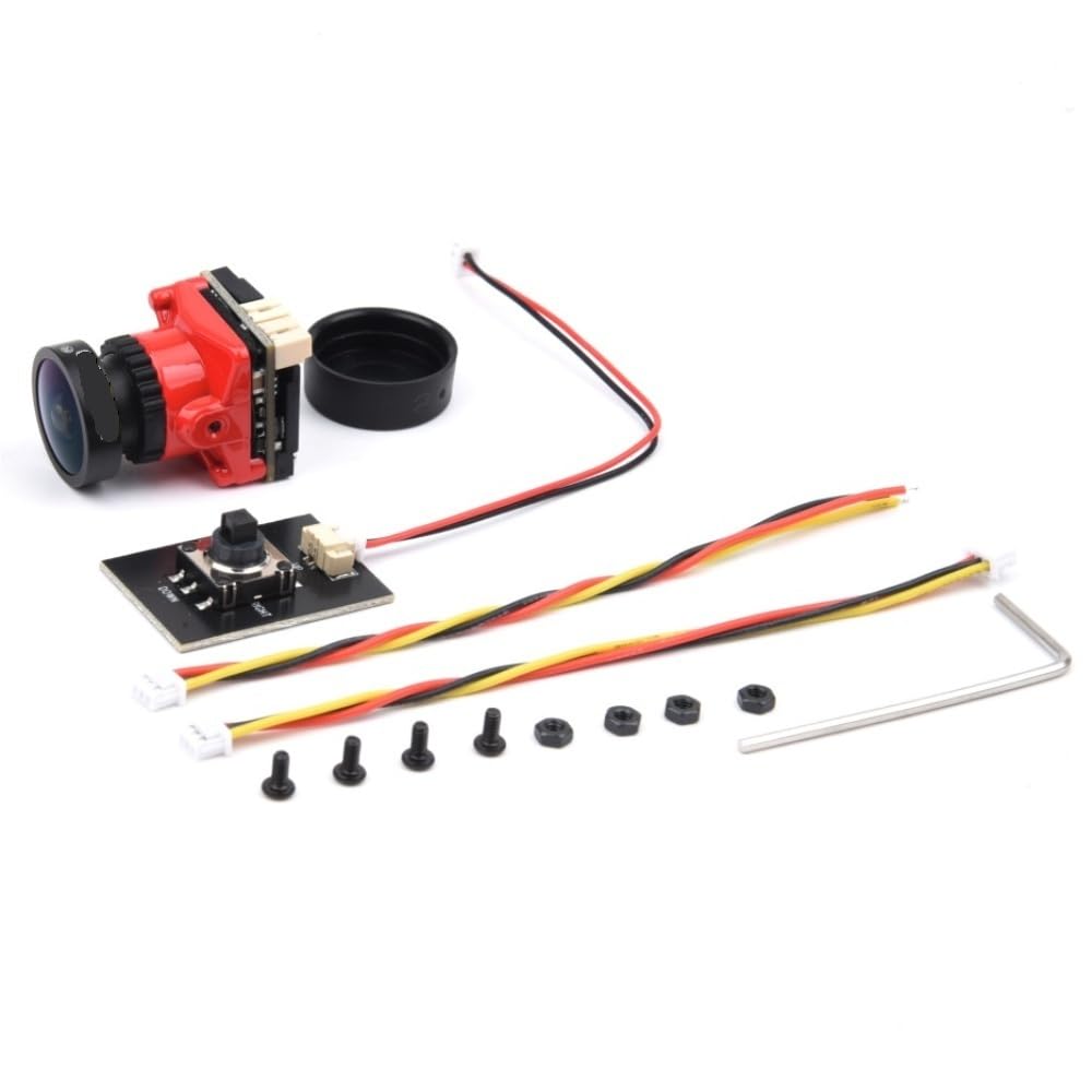 Ratel 2000TVL FPV Mini kamera 1/1,8 cala Starlight HDR 2,1 mm obiektyw 4:3 i 16:9 NTSC i PAL przełączana pasuje do drona RC FPV (czerwony)