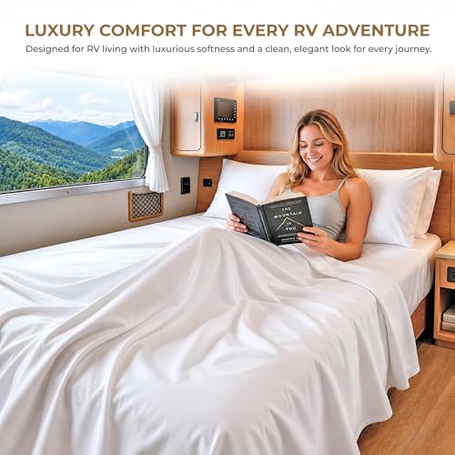 Image of SGI bedding 100% Egyptian Cotton Sheets RV King Size - 600 Thread Count Sheets Set, Soft, Cooling, 15 inch Deep Pocket, Luxury Hotel Bedding, Breathable, Durable - White