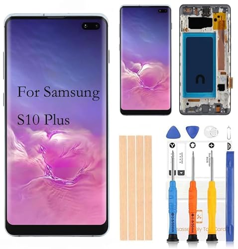 [Carbon Black with Frame] TFT LCD for Samsung Galaxy S10+ Plus G975 Digitizer Screen Touch Assembly Replacement LCD Display G975F/DS G975U G975U G975W 6.4 inch by BITANR (Carbon Black)