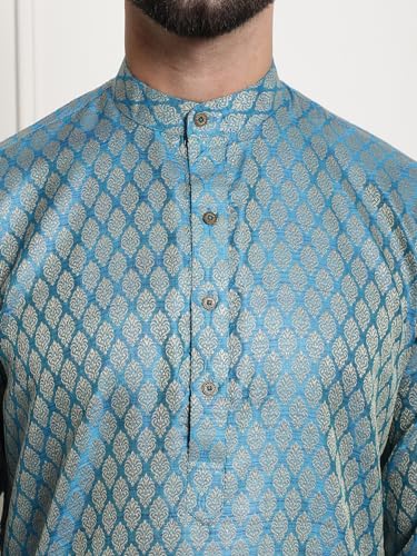 Image of SOJANYA (Since 1958 Men's Jacquard Silk Kurta and Pyjama with Nehru Jacket