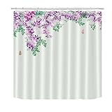 Cortina de Ducha Mariposa Púrpura Cortina Ducha Poliester Cortina Baño Impermeable Cortina de Baño Lavable Cortina Bañera Engrosar Cortina Ducha Antimoho Cortina de Duche 120x180cm