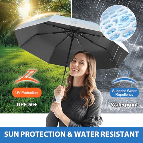 Image of PALAY Mini Sun Umbrella UPF 50+ Sun Protective Sun Umbrella with Black Liner 6 Strong Ribs Design Fashion Outdoor Folding Umbrella Travel