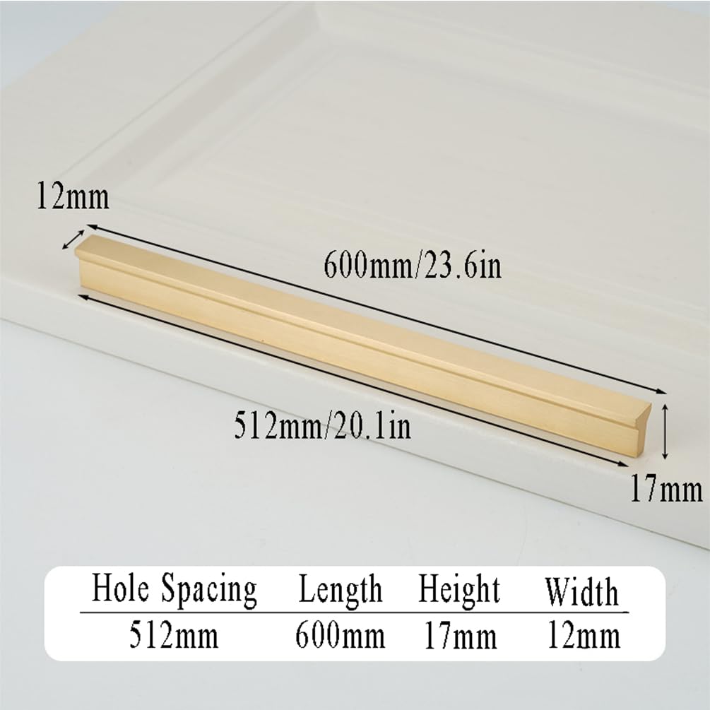 Tiradores Cocina Dorado, latón Sólido | Latón Cepillado, Longitud: 50-1000 mm Tiradores de Proa Cajones Oro, 2 Piezas Tiradores Muebles Baño con Tornillos