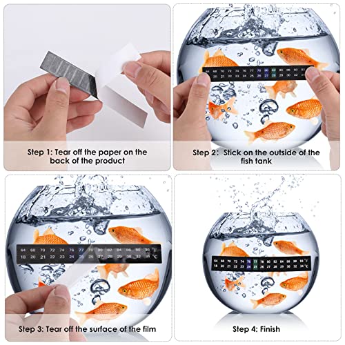 12Pcs Stick On Thermometer Strip, Sticky Aquarium Thermometer Display Stickers For Fermenting, Brewing, Wine, Beer, Fish Tank 64-93F (18-34C) #TOP1