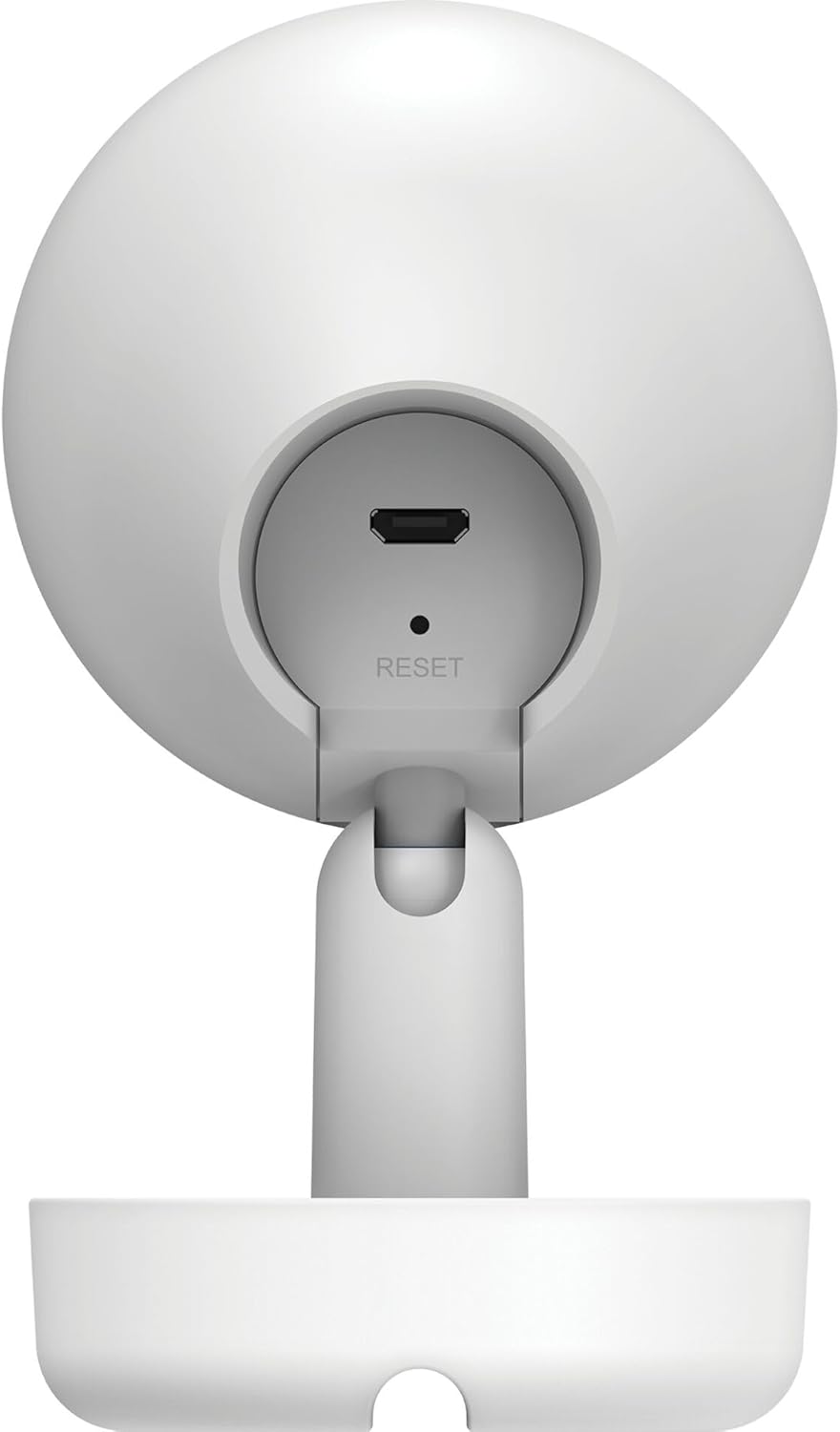 مؤخرة view of the D-Link DCS-8350LH camera, showing the Micro USB power port and the recessed Reset button.